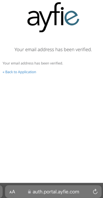 Screenshot of email verification